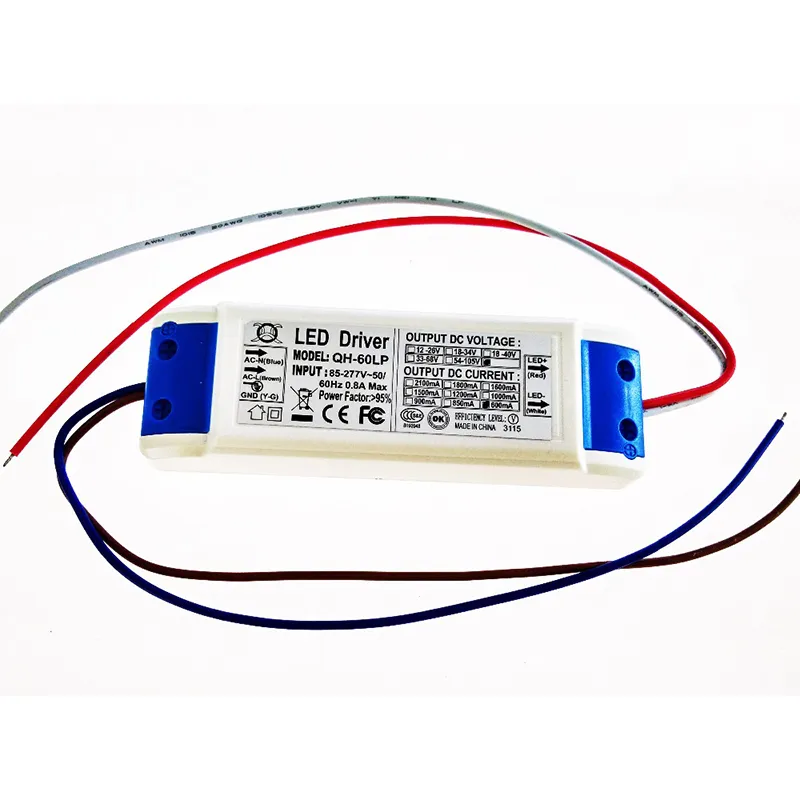 30 PCS Conductor LED de alta calidad DC 54-105V 600MA CA 85 ~ 277V Transformadores de iluminación Conductor seguro para la fuente de alimentación LED