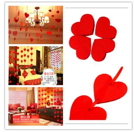 2.7M Fashion Love Heart Curtain Flag Decoration Valentine Day Wedding Party Non-woven Banner Garland 6zSH282