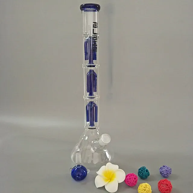 Hot "Blaze" logo glass hookah with 3 blue jellyfish filters 17 inches high GB-153