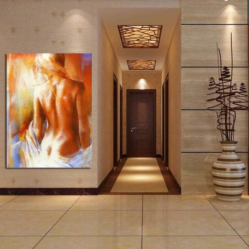 Peinture à l'huile nue Sexy peinte à la main, toile abstraite moderne, décoration murale pour la maison, peintures de femmes nues faites à la main, photo 6170012