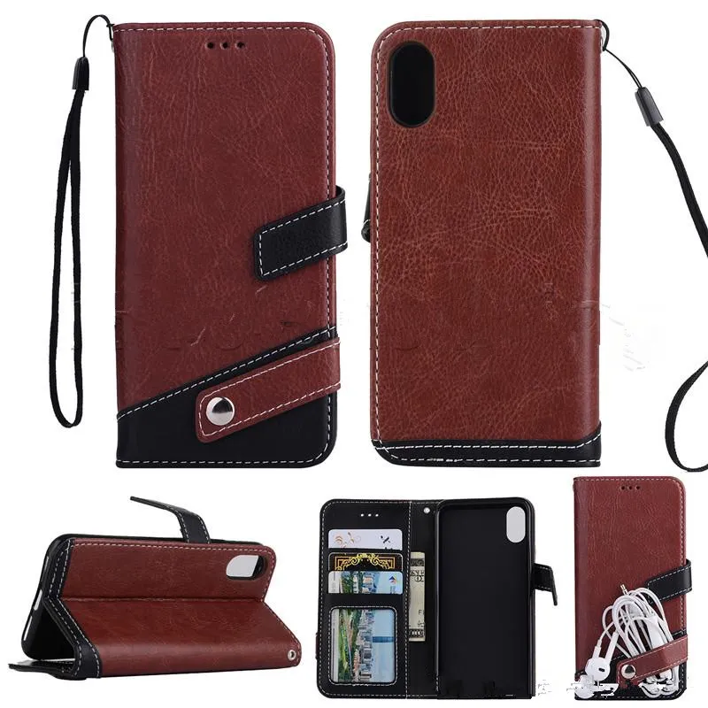 Leder-Wallet-Hülle mit Fotorahmen, Kartensteckplatz, Hülle für iPhone X 7 6 Plus 5 SE Samsung S8 Plus S7 Edge