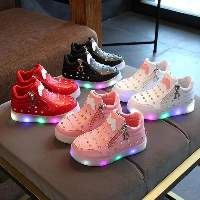 Sneaker för flickor, flickor, barn, led-skor, lysande med ljus, sneaker, vår, höst, skor, barn, småbarn, flickor