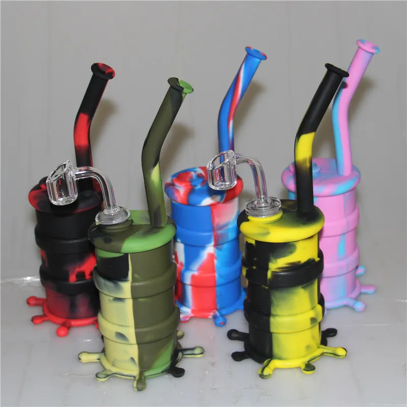 Gros Mini Silicone Bongs dab rig narguilé Silicon Oil Drum Rigs silicone conduite d'eau barboteur bong