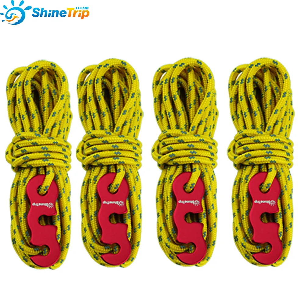 3 mm Diameter 13 Feet Rope with Rope Buckle, Camping Rope 4 pcs /Set , Yellow / Red / Black Outdoor Gear