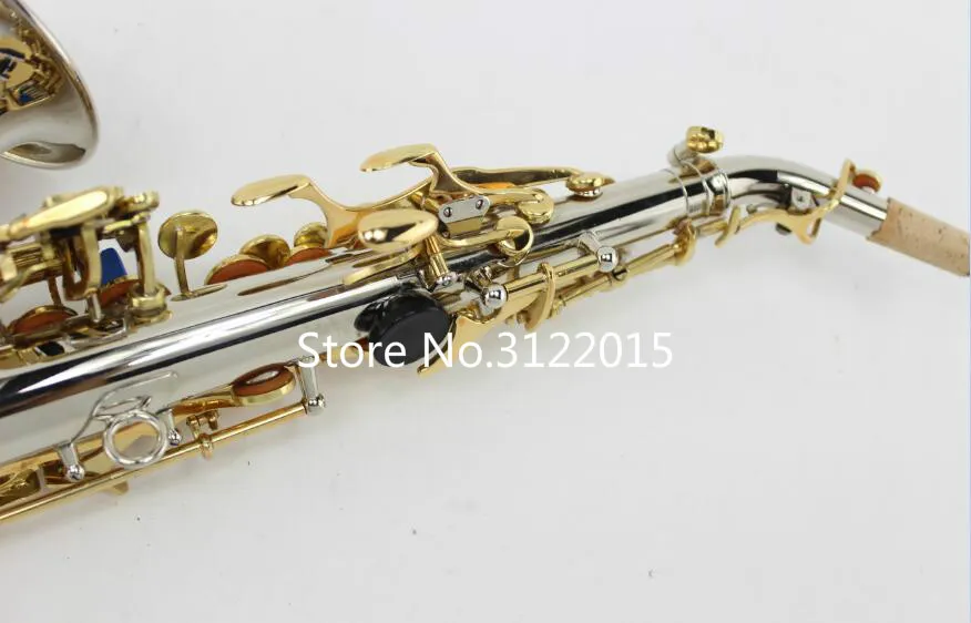 Margewate Curved Neck Sopran Saxofon Högkvalitativt instrument Brassrör Nickelpläterad BB B Flat SAX För studenter med fall