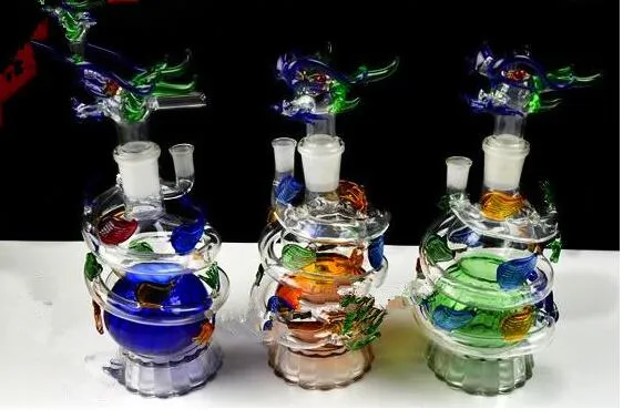 Spiral Dragon Hookah grossistglas Bongs Oil Burner Glass Water Pipes Oil Rigs Röker GRATIS