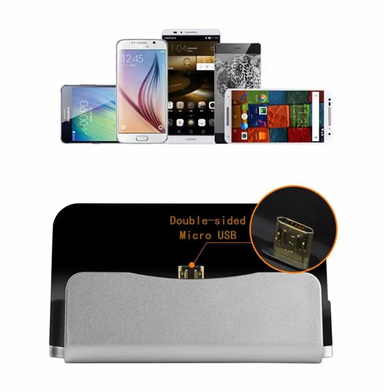 Type-C Micro V8 Dock Charger Ricarica Sync Desktop USB 2.0 Cradle Station Galaxy S9 LG HTC Smartphone Con confezione