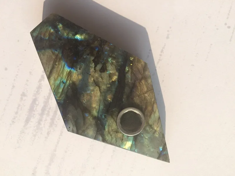 DingSheng Labradorite Tubulação De Fumar Natural Grande De Cristal De Quartzo Pedra Varinha Ponto Charutos Tubos Com Filtro De Metal Para A Saúde Fumar