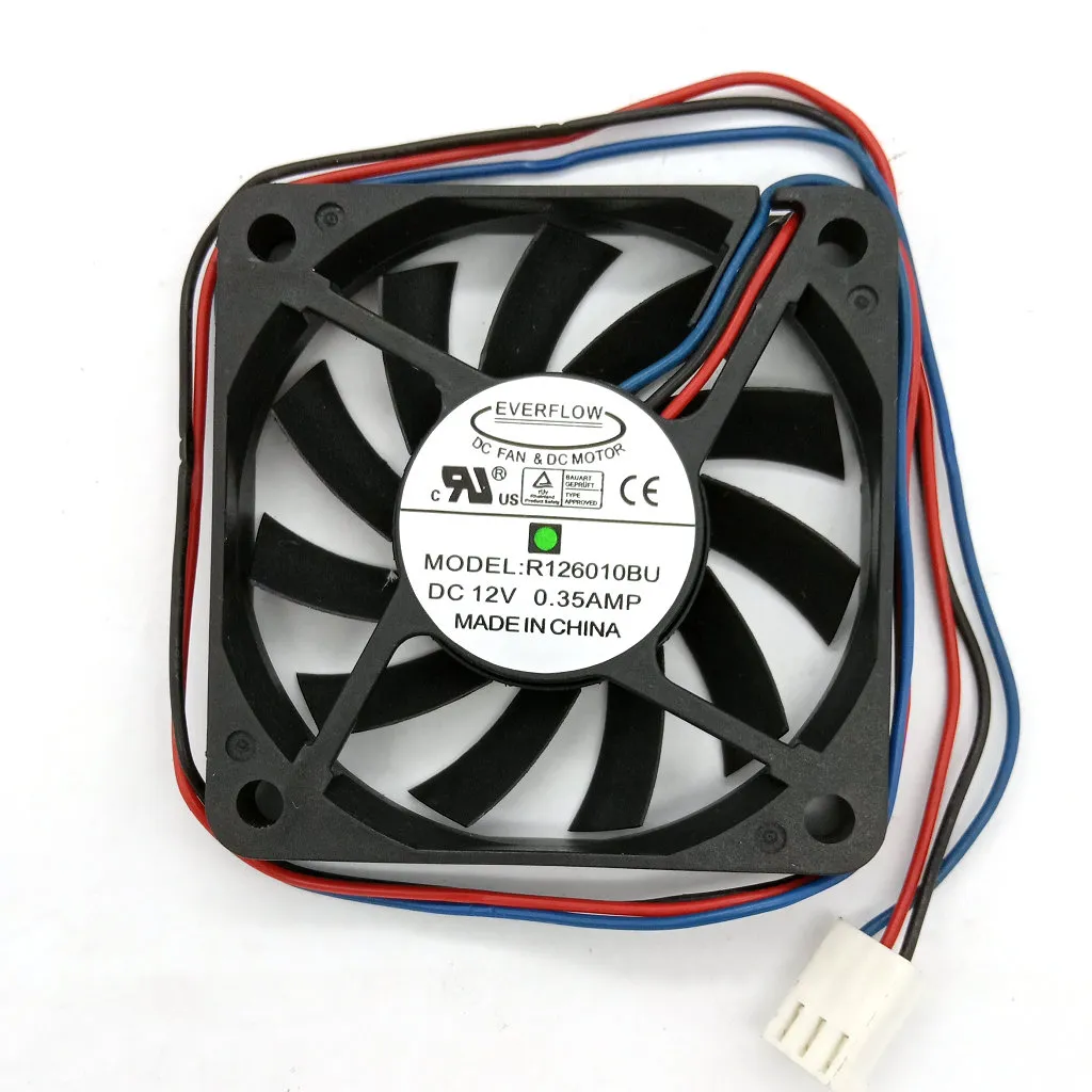 Ventilateur de refroidissement d'origine EVERFLOW R126010BU DC12V 0.35A 60x60x10MM 3 lignes