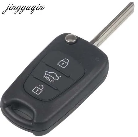 Jingyuqin Car Key Shell Para KIA Para Hyundai ix35 3 Botões Flip Folding Remote Fob Case Com Botão Hold FOB2720