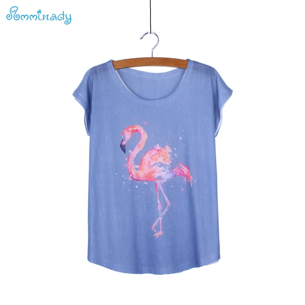 Nouveauté Flamingo imprimer mode filles hauts t-shirts d'été blusas femmes t-shirts en gros vêtements féminins livraison gratuite