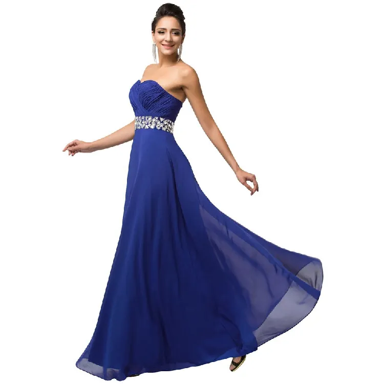 Nieuw product Rood Blauw Chiffon Bruidsmeisjesjurk Toast Service Bruidsmeisje Sexy Lange Paragraaf Jurken HY1801