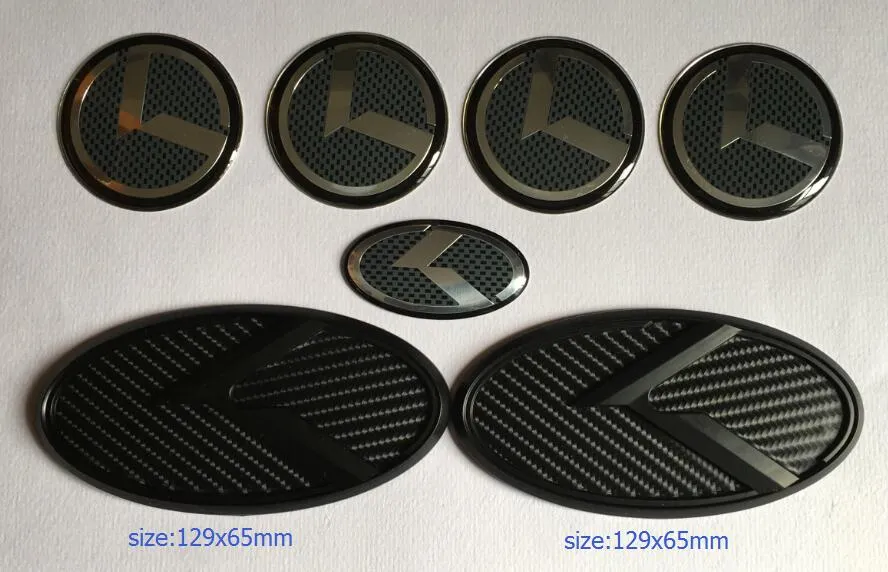 Etiqueta engomada del emblema de la insignia K del carbono negro 3D 7pcs / set fit KIA new Forte YD K3 2014-2015 / emblemas del coche