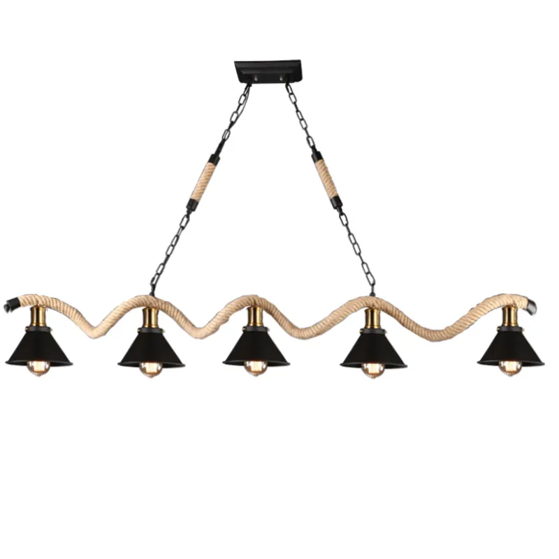 Lampes suspendues corde de chanvre créative personnalisée américaine européenne industrielle vintage lampe à suspension thème restaurant cyber café club bar