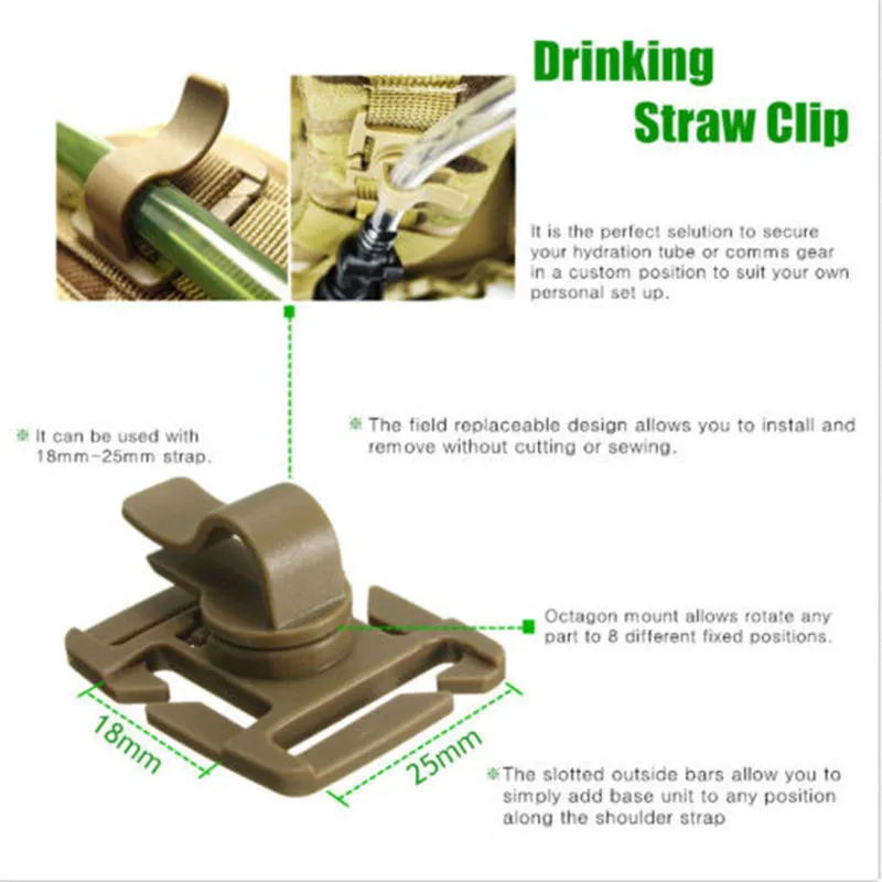 Drinking Tube Rotatable Hydration Bladder Straw Tube Clip for Water Pack 