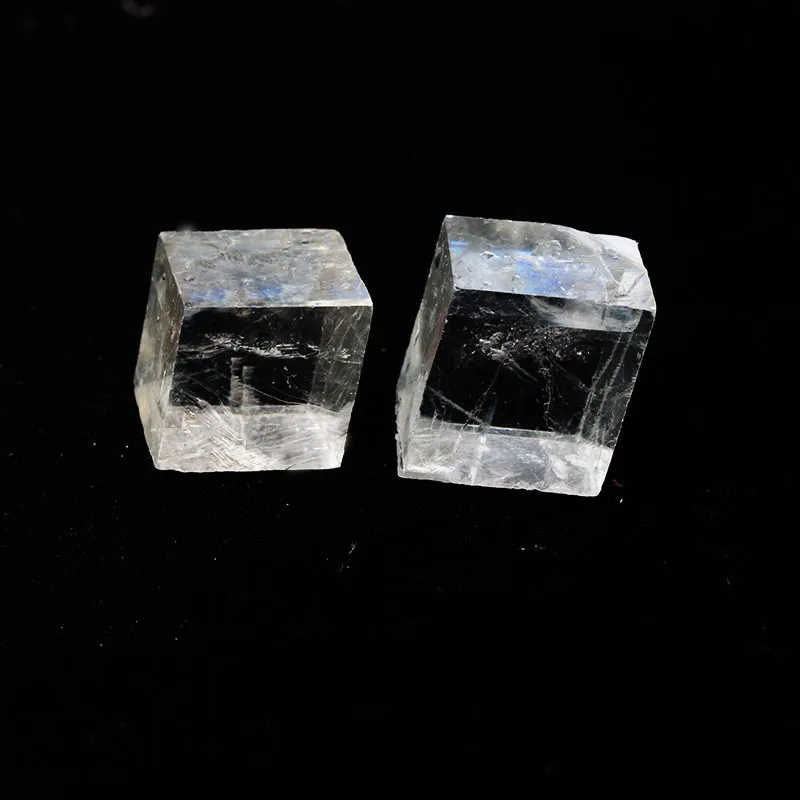 Pedras de calcita quadradas naturais transparentes, 2 peças, islândia, cristal de quartzo, pedra energética, amostra mineral, cura4920346