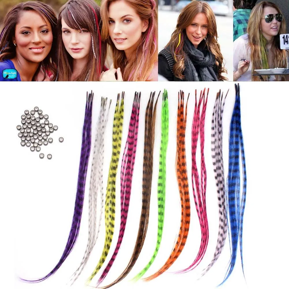 50 adet 15-16 inç Düz Renkli Sentetik Tüy Saç Uzantıları için Parti Giyim Aksesuarları DIY Zanaat Dekorasyon