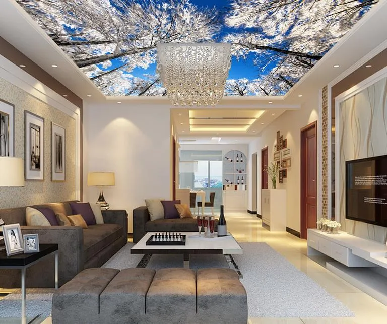 Customization Big tree 3D Ceiling Mural Wallpaper Hotel Living Room European Style Decor Luxury Wallpaper