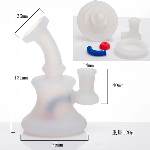 Cintre en silicone de 5 pouces avec tête de douche pour le nettoyage des pipes en silicone colorées