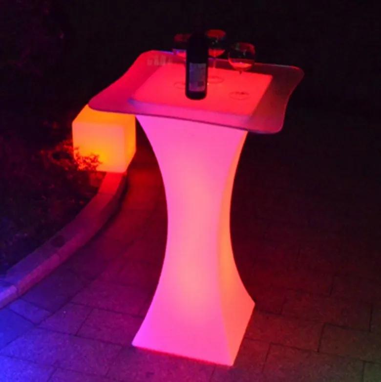 Nova mesa de coquetel luminosa LED recarregável à prova d'água, brilhante, iluminada, mesa de centro, barra, kTV, festa discoteca