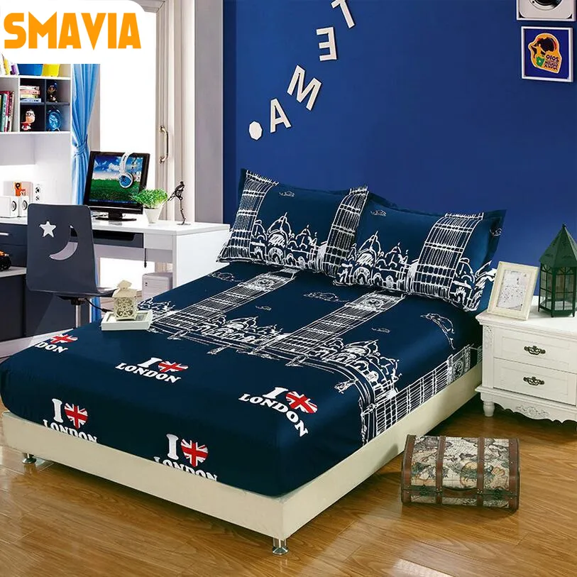 SMAVIA Home Textile Bedspread 3pcs 100% Polyester Bed Sets Fied sheet with 2 Pillowcase Elastic Bed Covers Bed Protect Mares