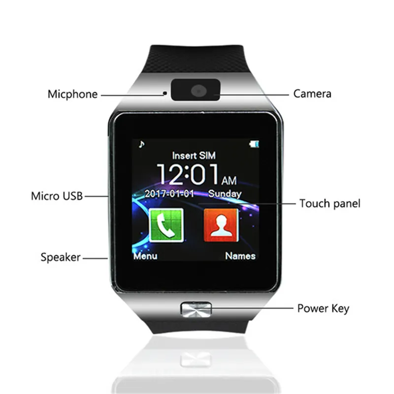 DZ09 Smartwatch Android GT08 U8 A1 Samsung Smart Watchs Sim Intelligent Watch kan spela in Sleep State Smart Watch med Camera5564936