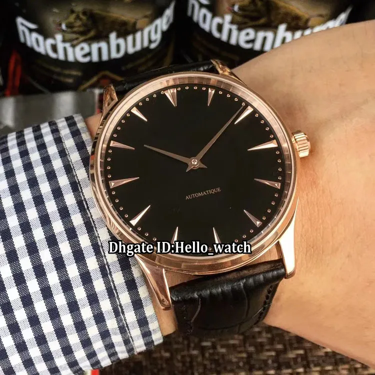 Master Ultra Thin 40mm 1332511 VIT DIAL Q1332511 Automatisk herrklocka Rose Gold Case Läderband Gents Högkvalitativa klockor299251L