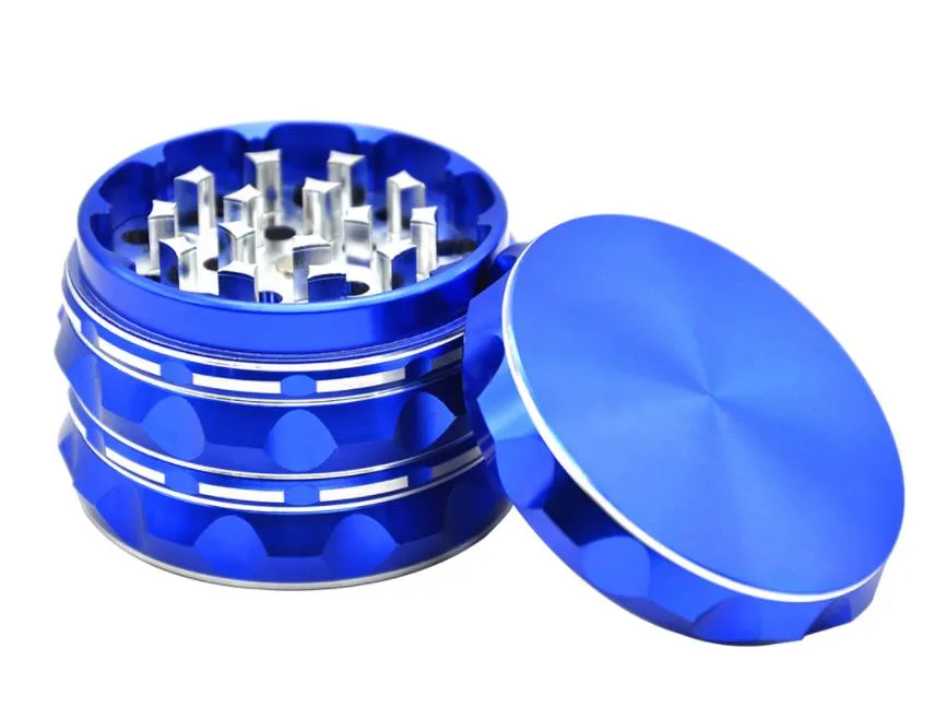 O novo azul azul diâmetro 60mm material de liga de alumínio 4 camada de metal cortador de fumaça moedor de fumaça.