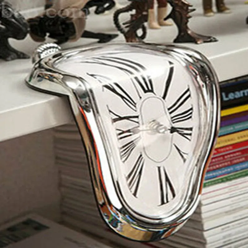 Ganzretro verzerrte Uhr rechter Winkel Wanduhr Modernes Design Schmelzzeit Sitzen Uhren Home Decor Akzeptieren Sie Retro Clock233l