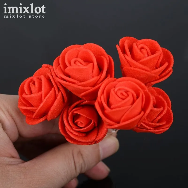 Imixlot 12 sztuk Wedding Bridal Hairpins White Red Rose Flower Hair Pins Klipy Włosów Druhna Kobiety Biżuteria