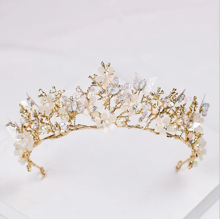 Vintage Butterfly Bridal Crowns Headpiece kryształy kryształy maskaradowe korony ślubne