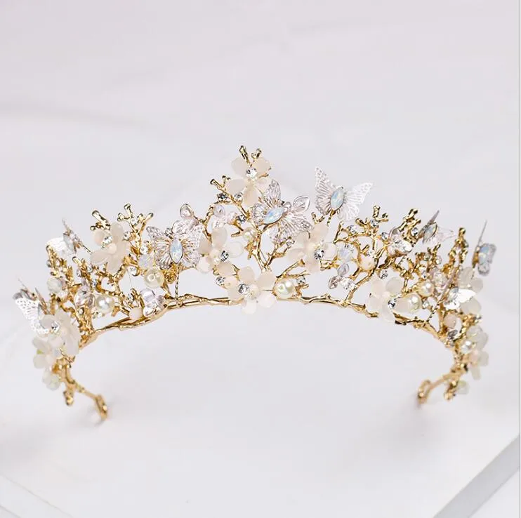 Vintage Vlinder Bruidskronen Hoofddeksels Strass Kristallen Maskerade Bruiloft Kronen Hoofdband Haaraccessoires Party Tiara's Ba287Q