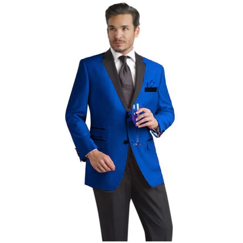 Classic Design Groom Tuxedos Two Buttons Blue Notch Lapel Groomsmen Best Man Suit Mens Wedding Suits (Jacket+Pants+Tie) NO:779