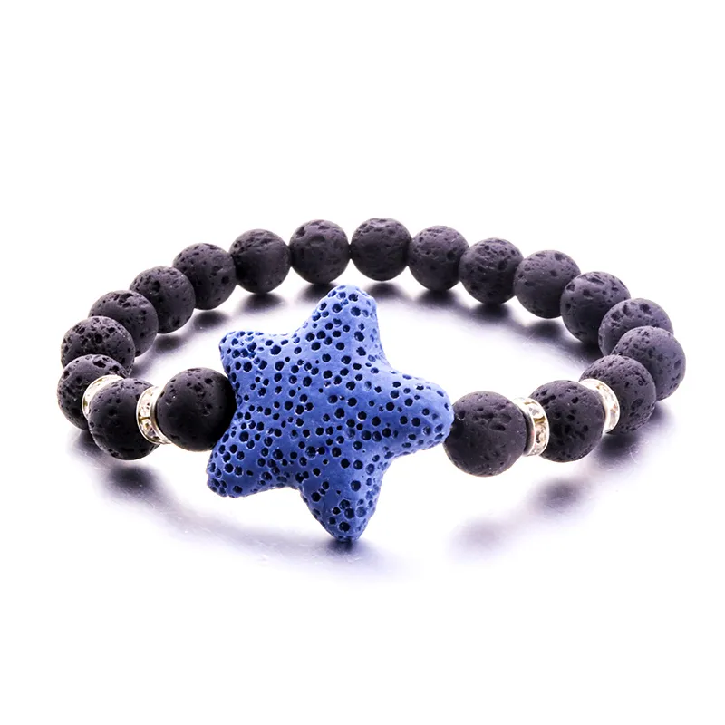 8 мм черный лавовый камень 25 мм морская звезда браслет ароматерапия эфирное масло диффузор браслет для женщин