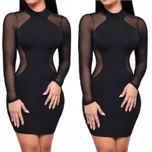 Womens Sexy Night Club Dress 2018 Summer Long Sleeve Geometric