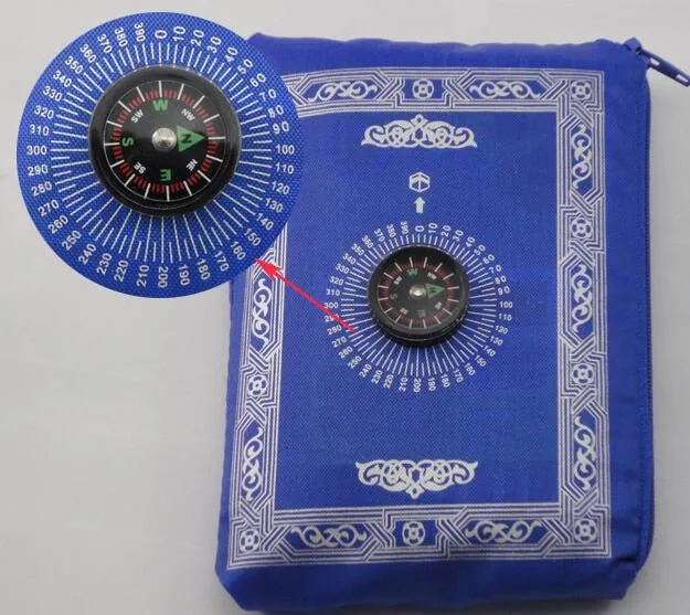 Przenośne 100x60cm Islamic Travel Pocket Modliteer Matteer z kompasem Muzułmańskie Dywan Dywaniki Składane Maty Dywany 5 Kolory
