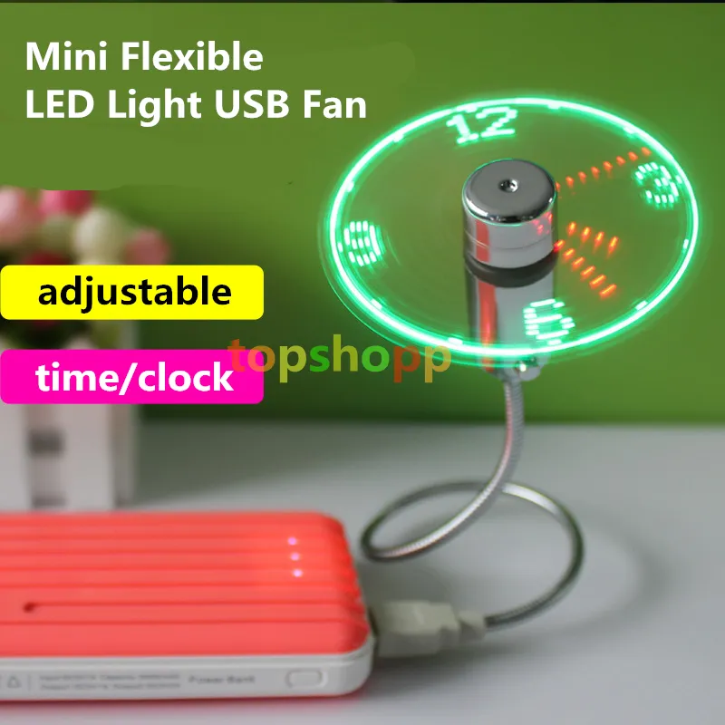 New Durable Adjustable USB Gadget Mini Flexible LED Light USB Fan Time Clock Desktop Clock Cool Gadget Real Time Display High Quality DHL