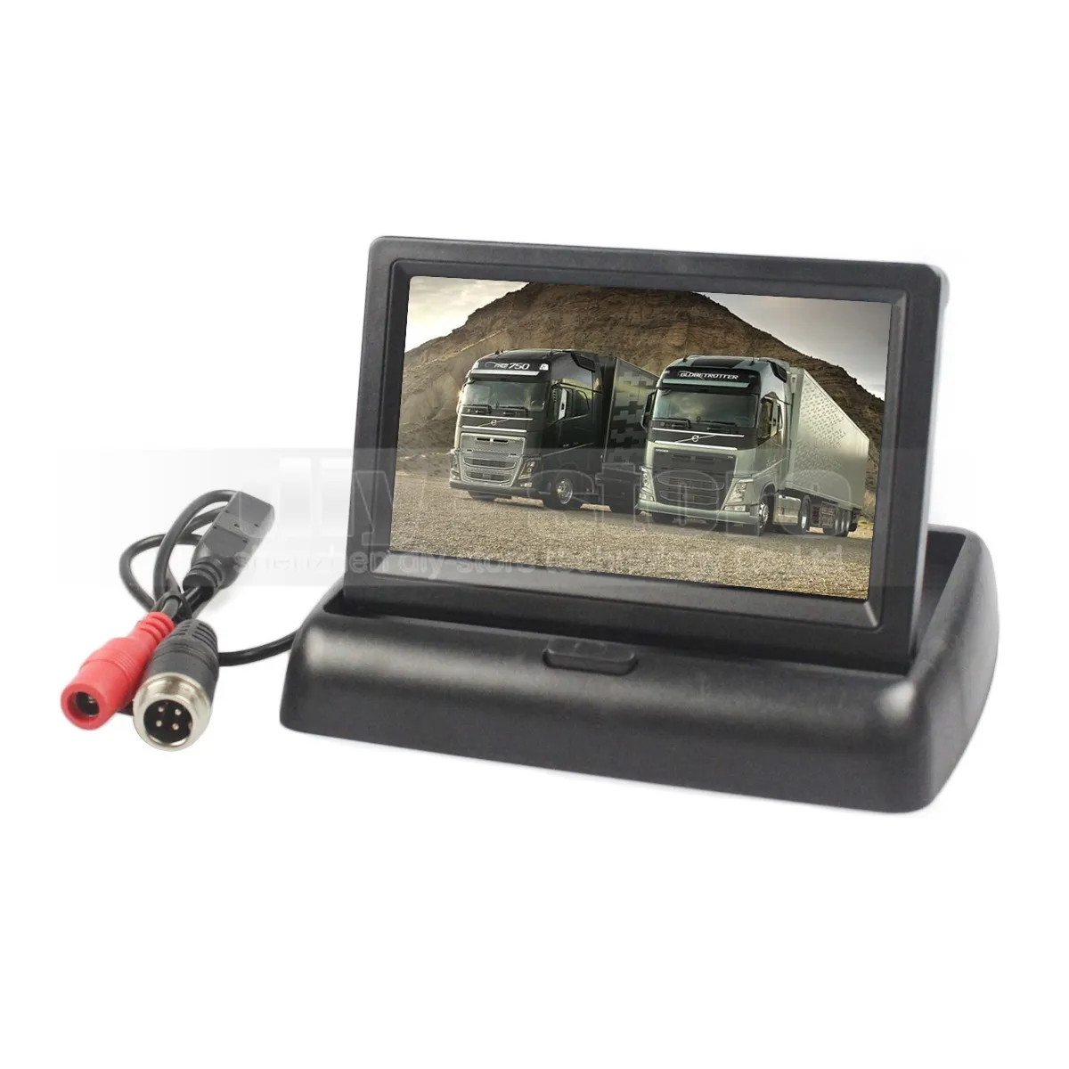 DIYKIT DC12V-24V 4PIN 4.3 inch Foldable TFT LCD Reverse Rear View Car Monitor for Car Truck Bus