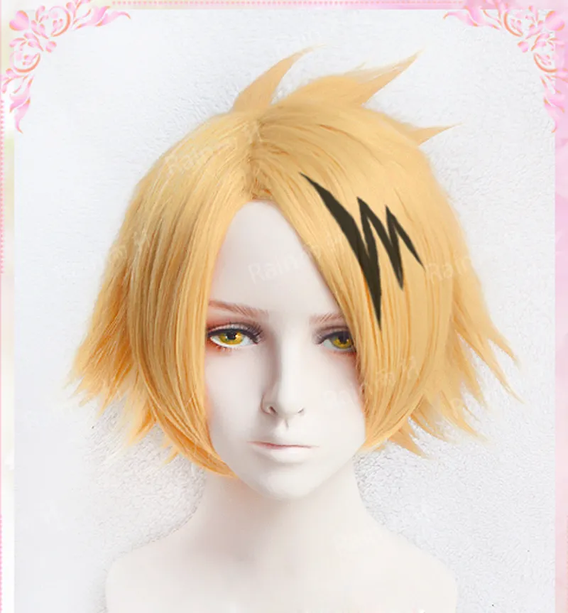 High Quality Kaminari Denki Wigs My Hero Heat Resistant Synthetic Hair Cosplay Costume Wig + Wig Cap