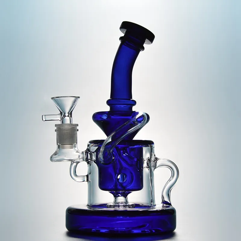 Big Round Base Tornado Recycler Glass Bong Dab Rigs Water Pipes With 14mm Bowl Klein Recycler Bongs Oil Rig Smoking Waterpipe WP308