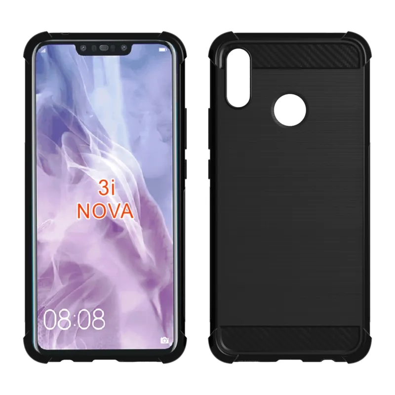1.3mm Carbon Fiber Case For Huawei Nova 3i P Smart Plus Honor 8X Texture Brushed Silicone Soft Rubber Back Cover Slim Armor Rugged Skin