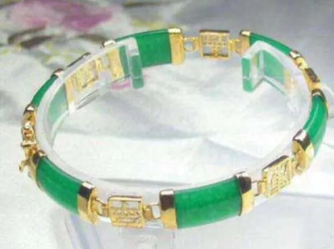 2018 Fashion Women 18k Gold Plated Armband Jade Bangle Jewelry Ladies New Gifts275o