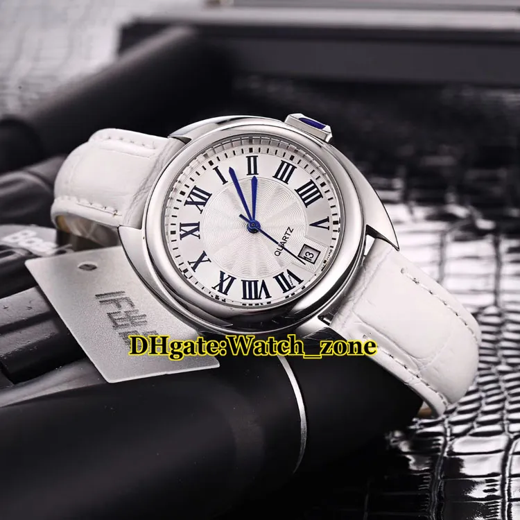 Jakość Walentynki prezent prezent urodzinowy kleństwo WSCL0017 białe wybieranie kwarc kobiet zegarek srebrny etui skórzany pasek pani zegarki