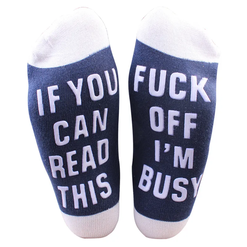 Slechte woorden sokken unisex katoenen nieuwigheid comfortabele sokken als je deze fk kunt lezen, ik ben drukke letters grappige paar sokken enkel kinderen valentijn