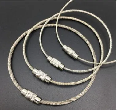 Verrouillage à vis Verbe en acier inoxydable Keychain Cable Corde Clées du porte