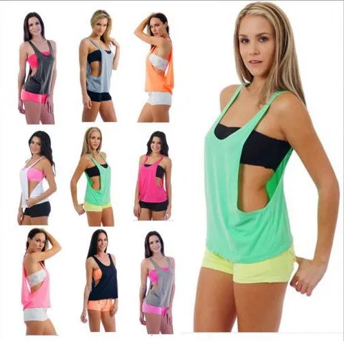 Gym Sport Tshirt Smock Kvinnor Sport Vest Yoga Workout Vest Fitness Training Exercise Snabbtorkande Sportkläder Tee Tank Tops Singlets Kläder