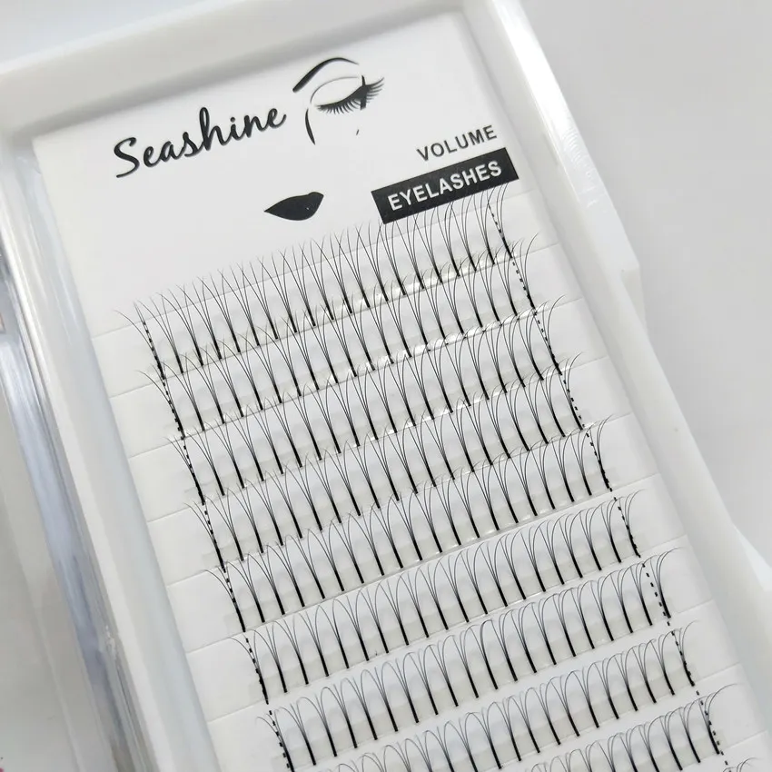 Seashine Premade Volume Lash Fans 3D Long Stem Volume Fans Semi permanenti Estensioni individuali per ciglia Make Up Beauty Tool Spedizione gratuita