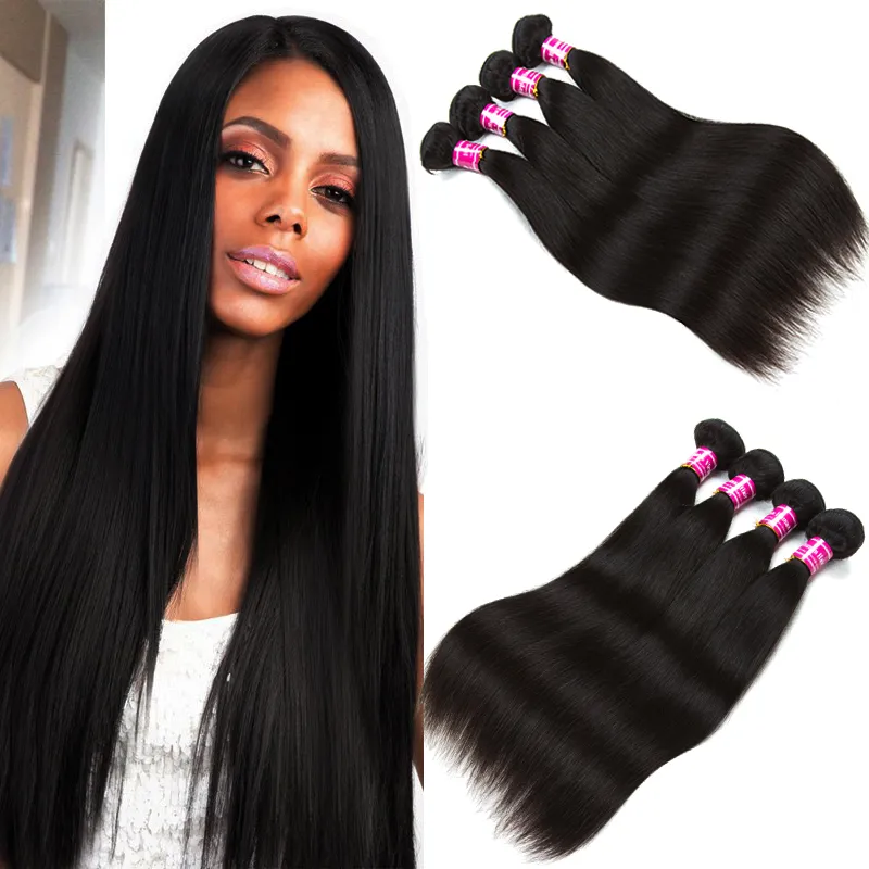 Groothandel 8A Peruviaans recht menselijk haar 5 bundels onbewerkte Braziliaanse Maleisische Indiase 100% Virgin Menselijk Haar Weave Extensions Dyable