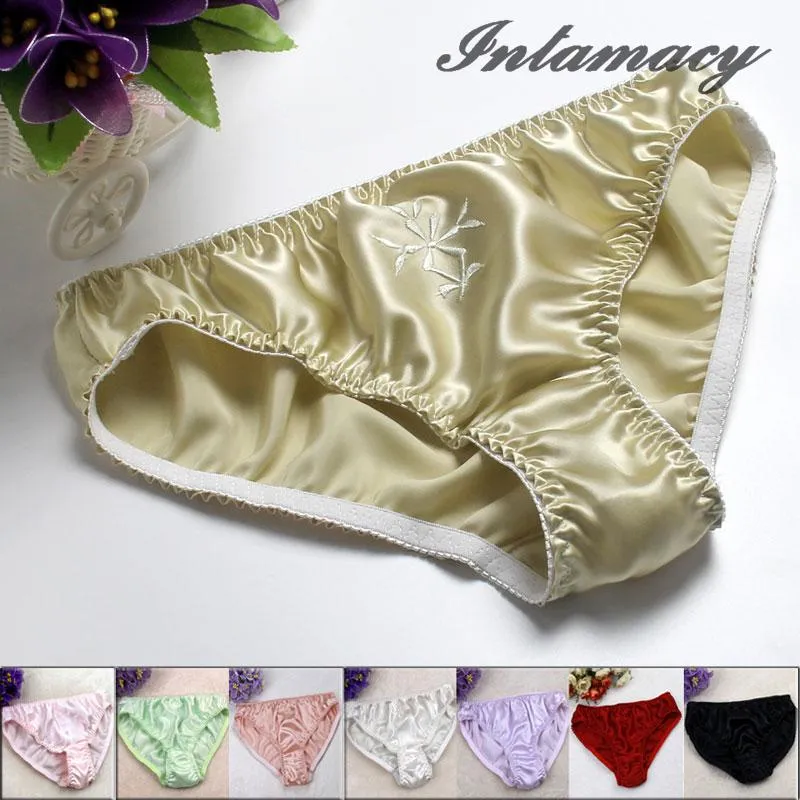 Mid Waist 100% Real Silk Underwear Panties Briefs For Women L XL