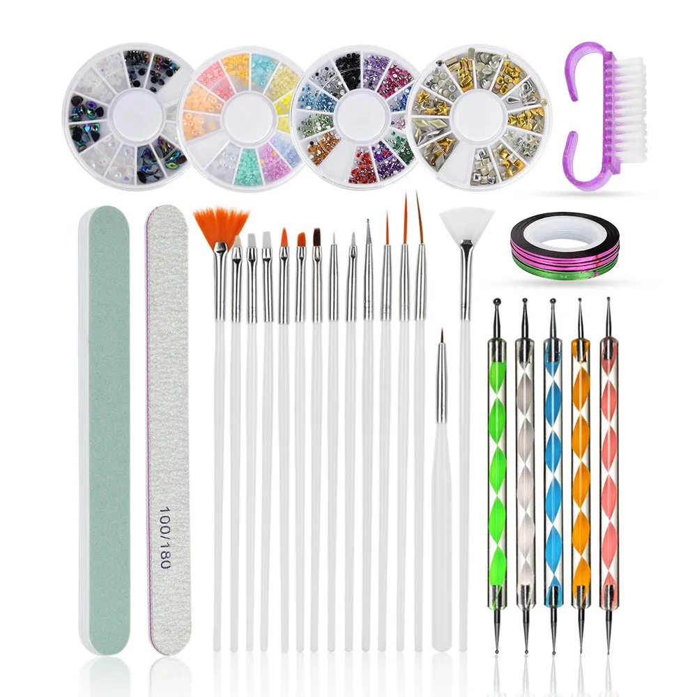 Professional Nail Art Kit Sets Manicure Nail Care Adornment Complete Nail Tools Treatments Salon Painting Dotting Pen Tools